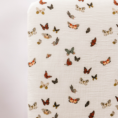 Cotton Muslin Crib Sheet - Butterfly Migration by Clementine Kids Bedding Clementine Kids   