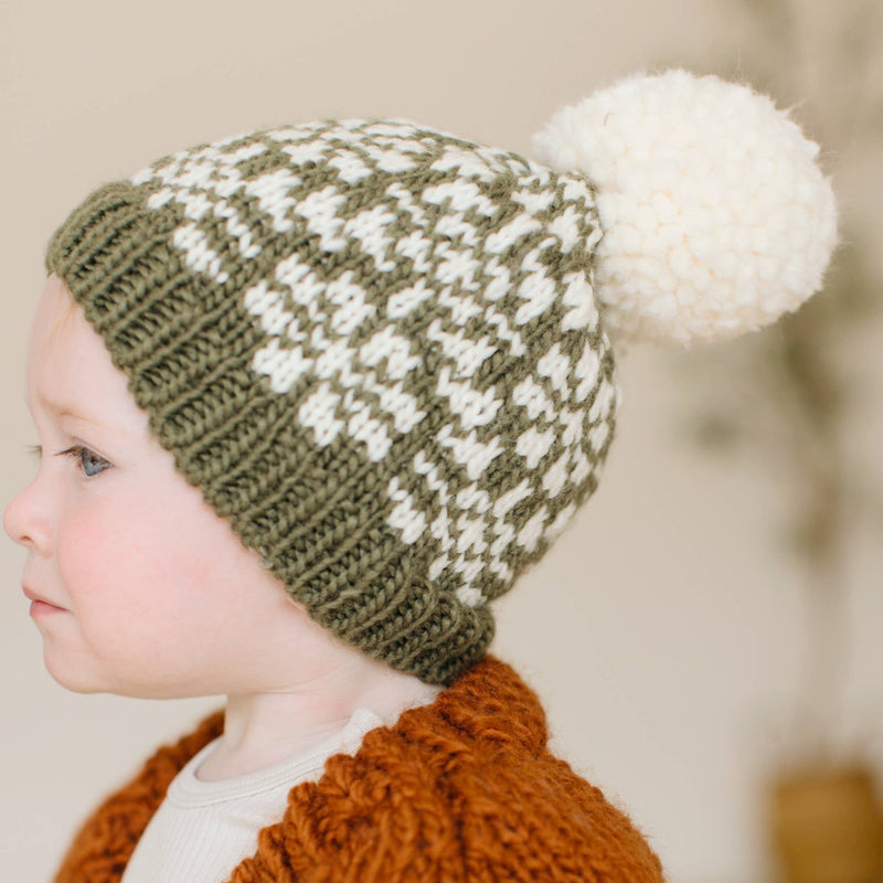 Snowfall Hand Knit Hat - Olive by The Blueberry Hill Accessories The Blueberry Hill   