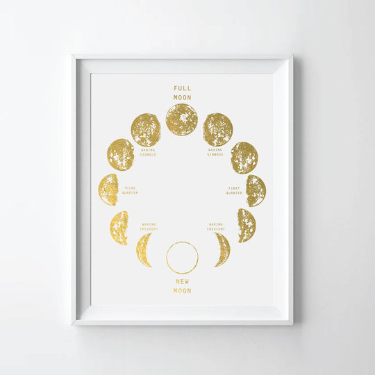 Moon Phase II - Gold Foil Art Print by Uyeno Miyoshi