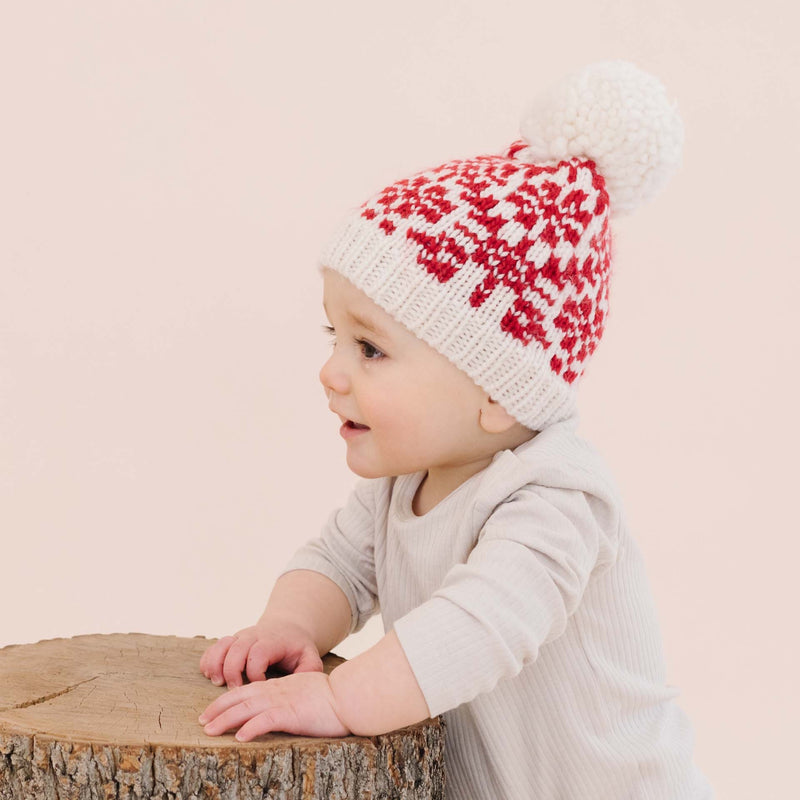 Snowfall Hand Knit Hat - Red by The Blueberry Hill Accessories The Blueberry Hill   