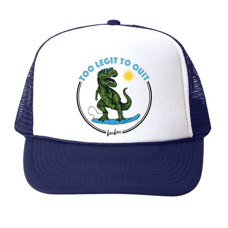 Too Legit to Quit Trucker Hat - White/Navy by Bubu Accessories Bubu Small (3-18M)  