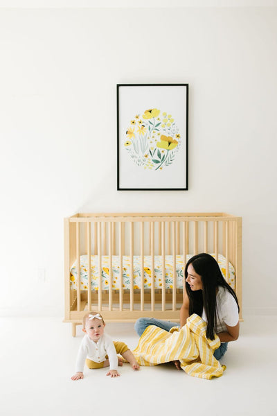 Cotton Muslin Crib Sheet - Buttercup Blossom by Clementine Kids Bedding Clementine Kids   