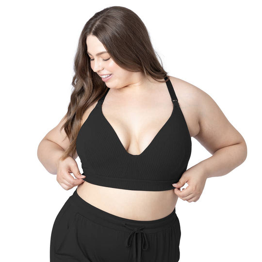 Ribbed Signature Cotton Nursing & Maternity Bra - Black by Kindred Bravely