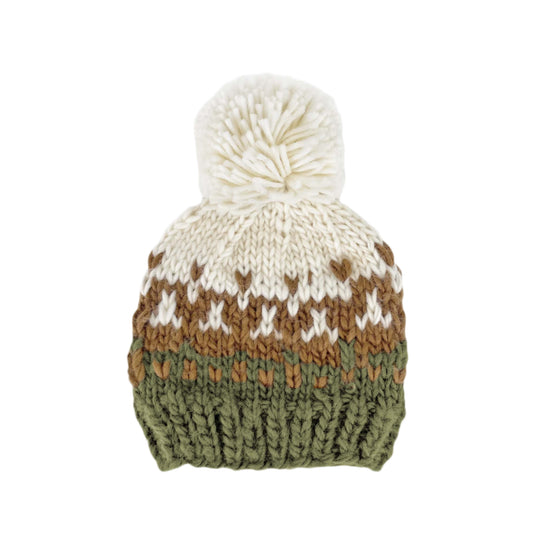 Nell Stripe Hand Knit Hat - Olive by The Blueberry Hill