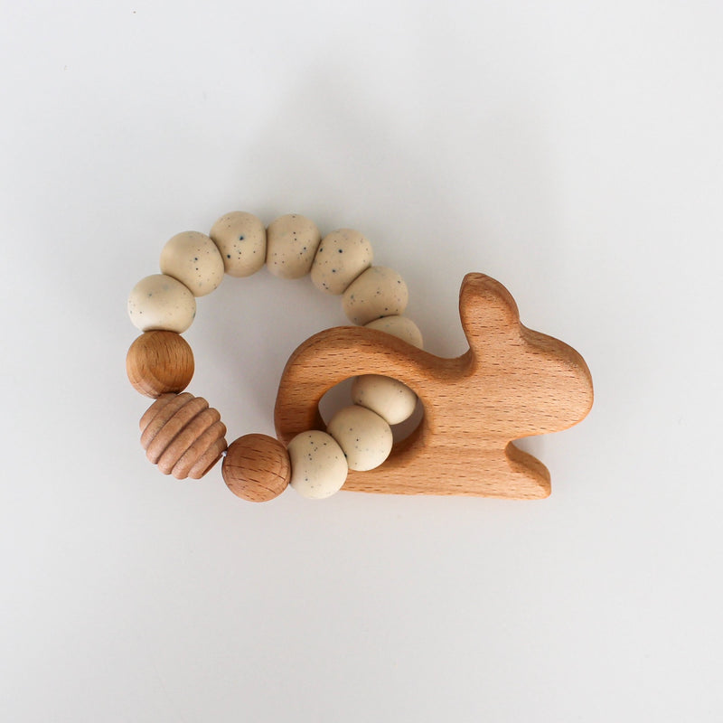 Wood and Silicone Teething Ring - Bunny by Chelsea and Marbles Toys Chelsea and Marbles   