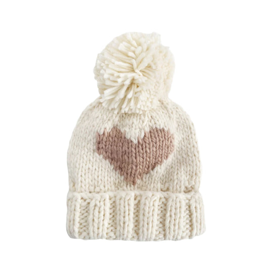 Hand Knit Heart Beanie - Blush by The Blueberry Hill