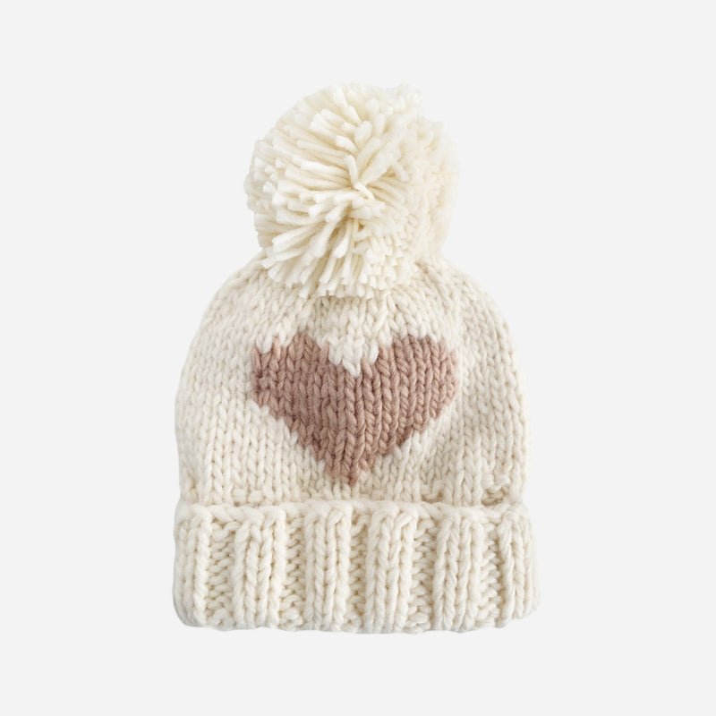 Hand Knit Heart Beanie - Blush by The Blueberry Hill Accessories The Blueberry Hill   