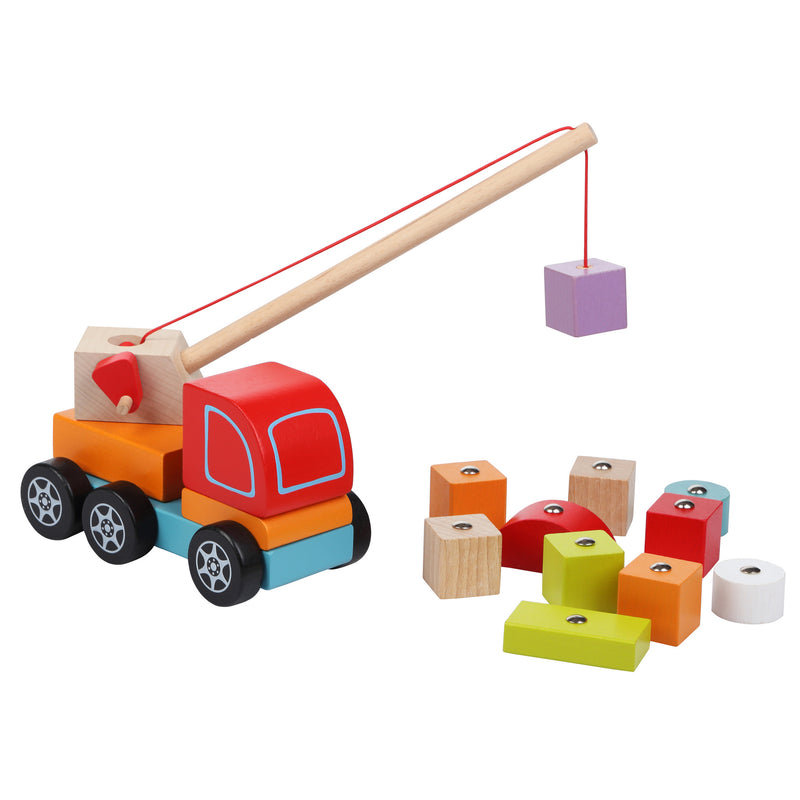 Crane Truck Wooden Toy by Wise Elk Toys Wise Elk   