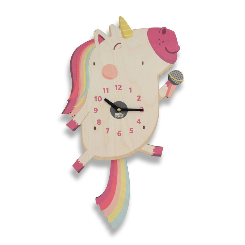 Dolly the Unicorn Single Pendulum Clock by Birch Robot Decor Birch Robot   