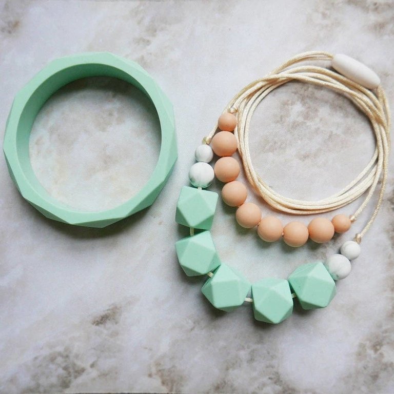 Geometric Silicone Teething Bangle/Bracelet by East London Baby Co Accessories East London Baby Co   