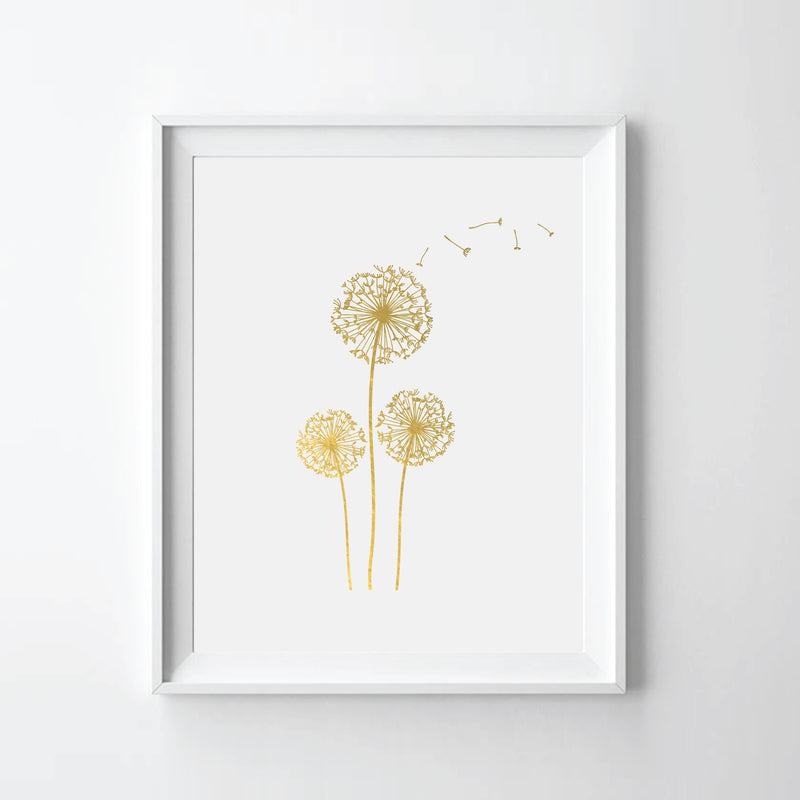 Dandelion - Gold Foil Art Print by Uyeno Miyoshi Decor Uyeno Miyoshi   