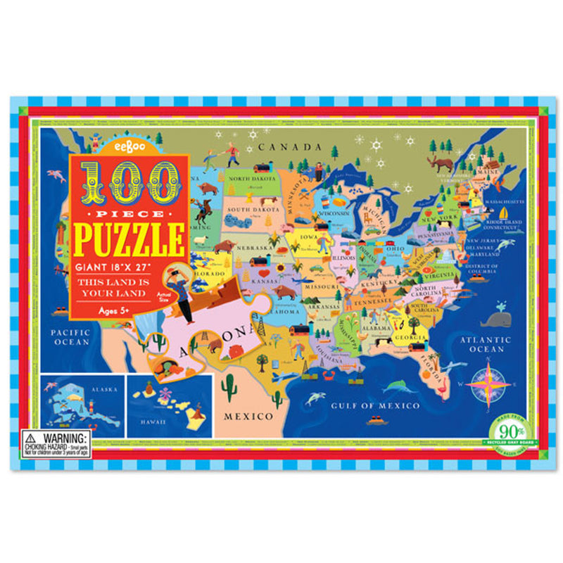 100 Piece Puzzle - This Land is Your Land by Eeboo Toys Eeboo   