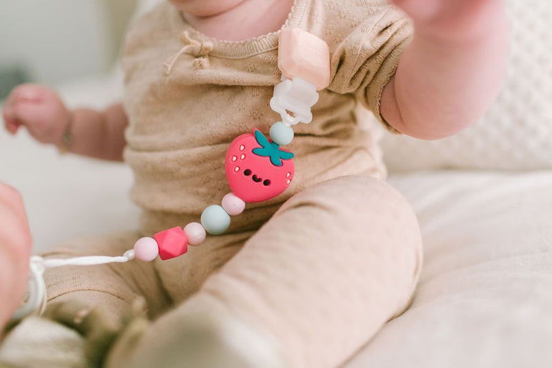 Darling Pacifier Clip - Strawberry by Loulou Lollipop Infant Care Loulou Lollipop   
