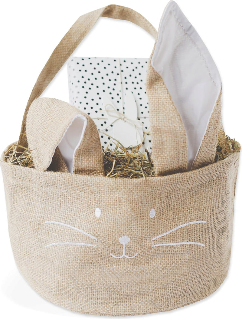 Jute Fabric Rabbit Easter Basket by Eulenschnitt
