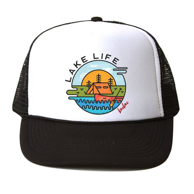 Lake Life Trucker Hat - Black by Bubu Accessories Bubu   