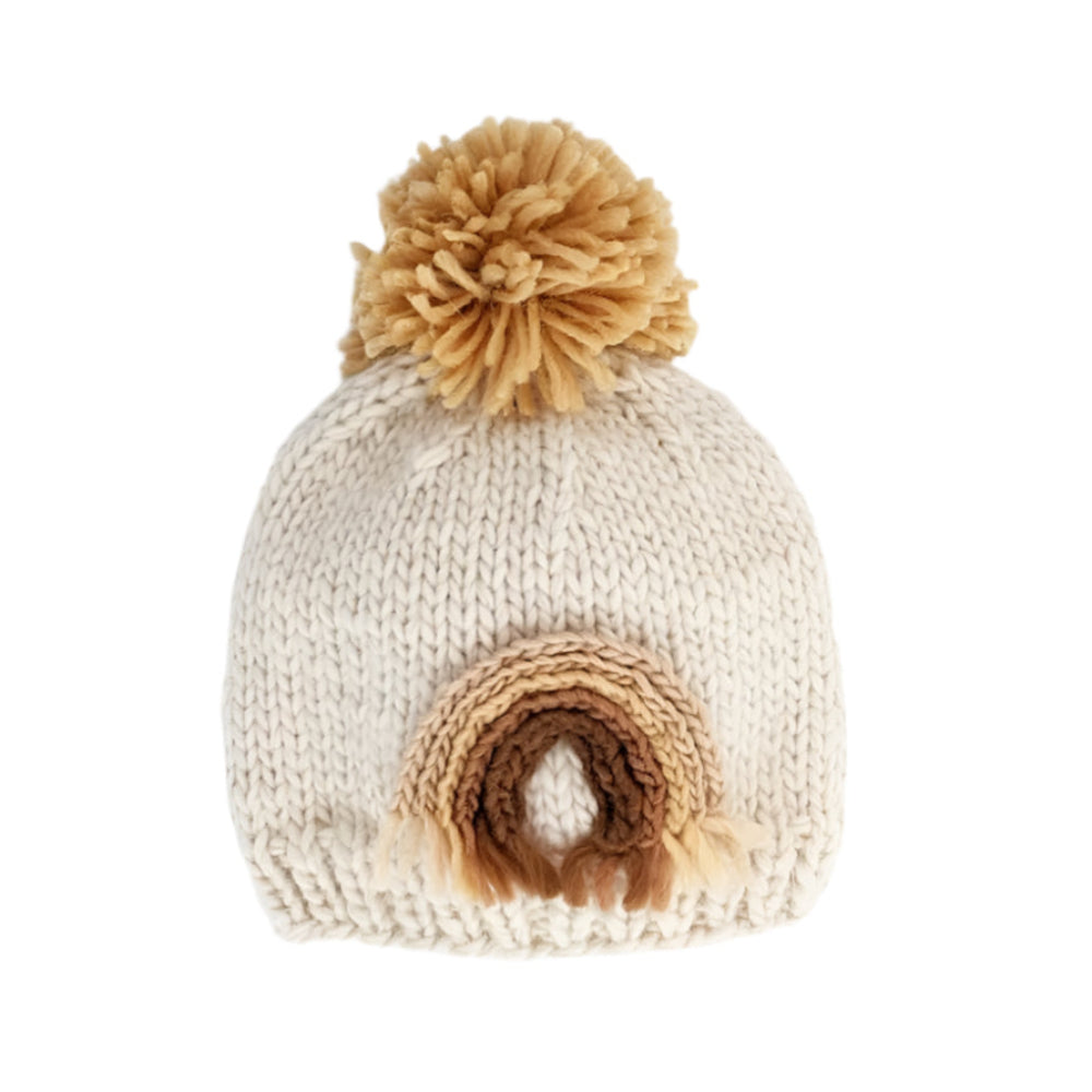 Gold Rainbow Knit Beanie Hat by Huggalugs Accessories Huggalugs   
