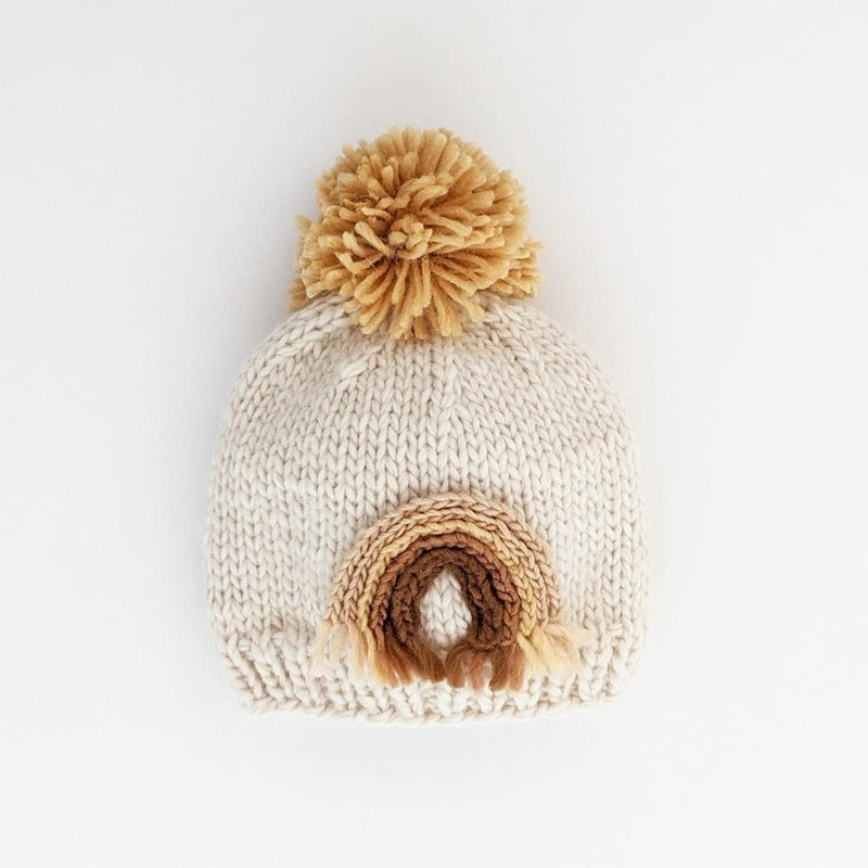 Gold Rainbow Knit Beanie Hat by Huggalugs Accessories Huggalugs   