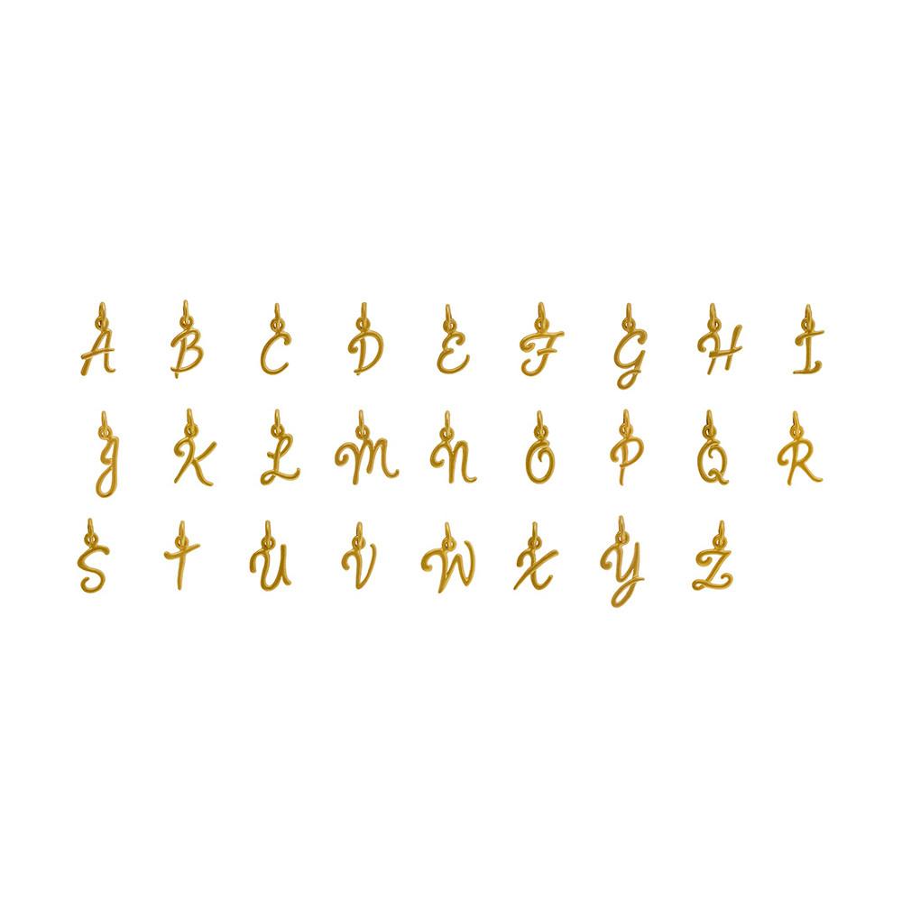 Gold Script Initial Pendant by Wallin + Buerkle Accessories Wallin + Buerkle - all the charms of the alphabet on white background   