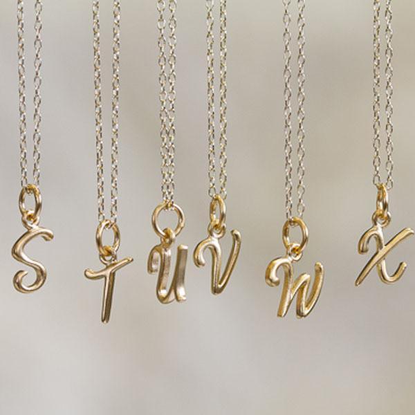 Gold Script Initial Pendant by Wallin + Buerkle Accessories Wallin + Buerkle   - S, T, U, V, W, X charms
