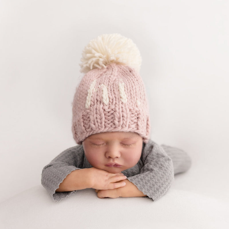 hi. Hand Knit Beanie Hat - Rosy by Huggalugs Accessories Huggalugs   