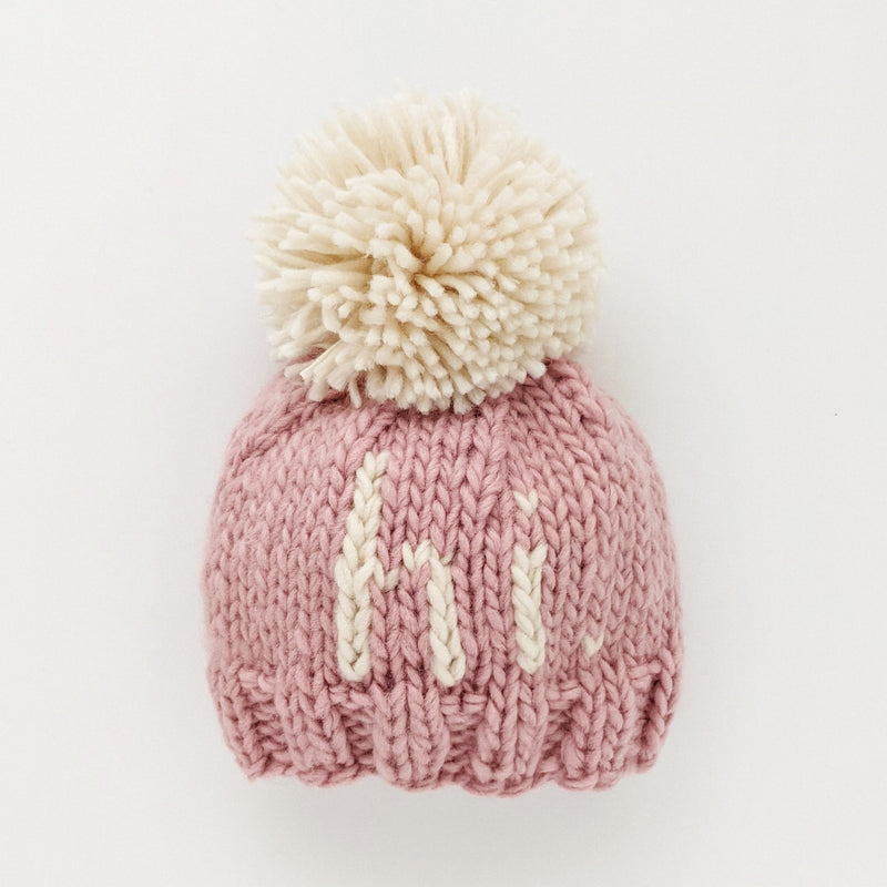 hi. Hand Knit Beanie Hat - Rosy by Huggalugs Accessories Huggalugs   