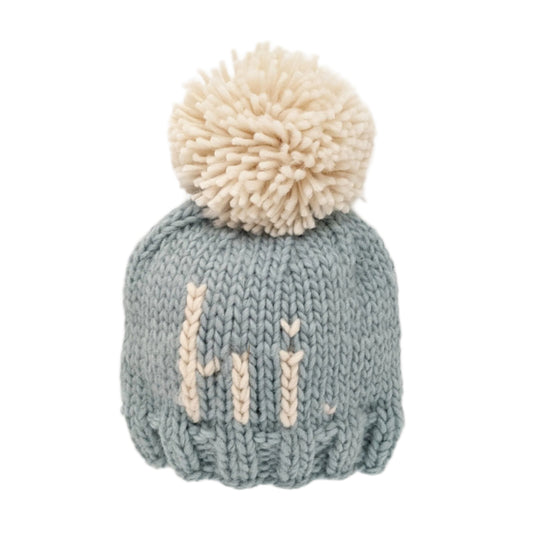 hi. Hand Knit Beanie Hat - Surf Blue by Huggalugs