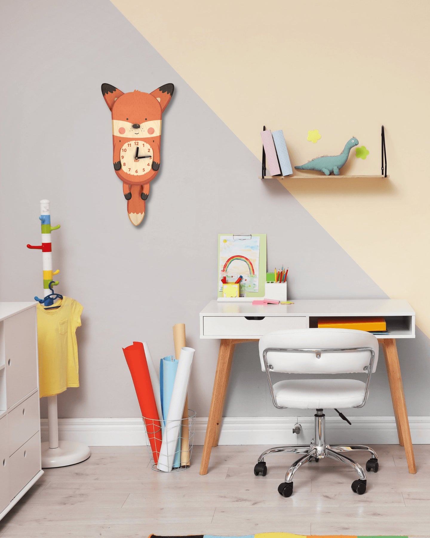 Hunter the Fox Double Pendulum Clock by Birch Robot Decor Birch Robot   