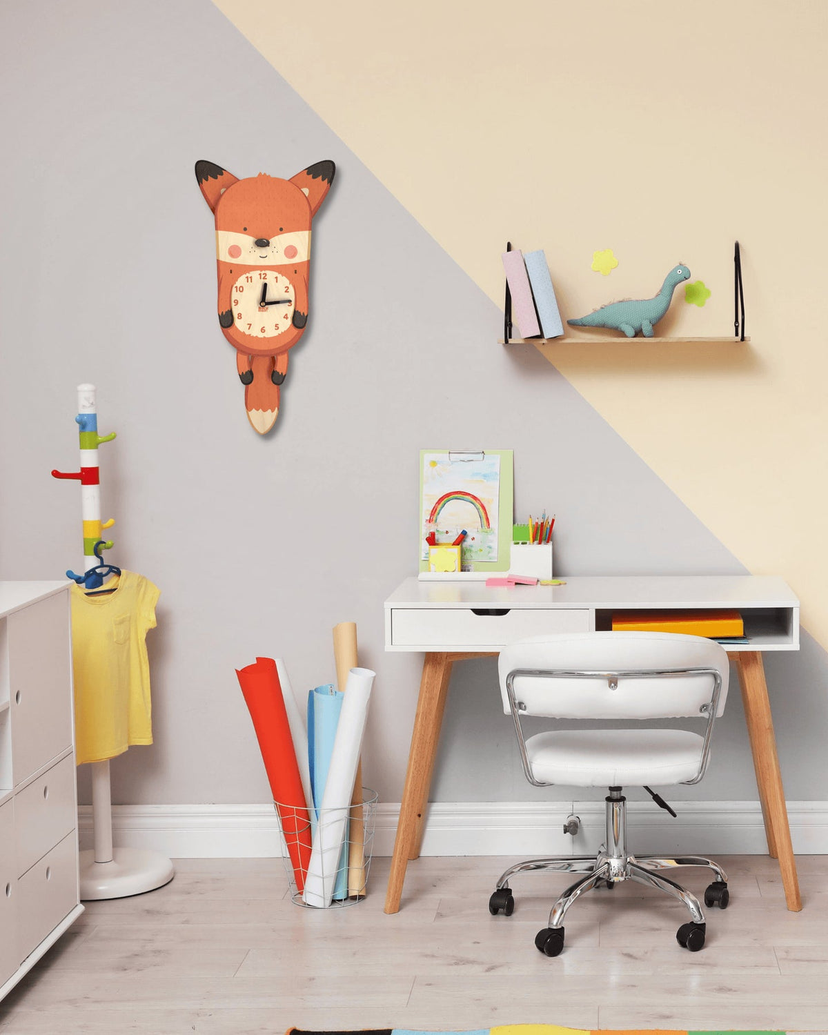 Hunter the Fox Double Pendulum Clock by Birch Robot Decor Birch Robot   