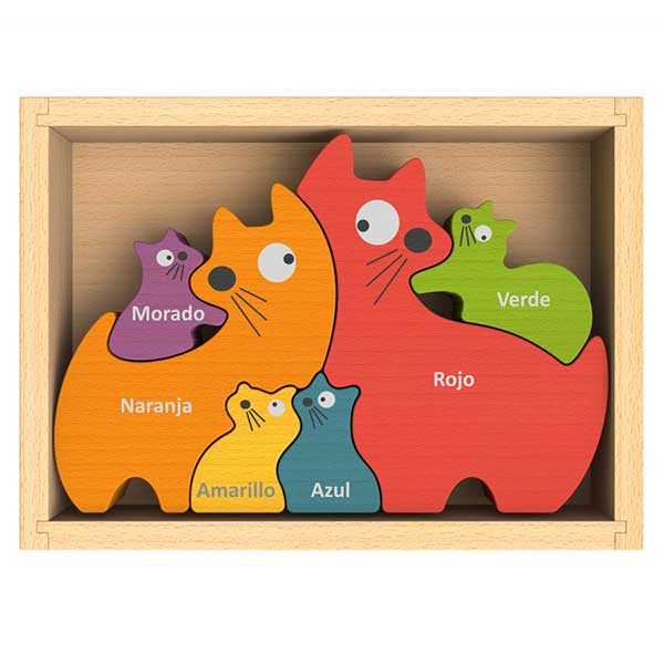 Cat Family Bilingual (English-Spanish) Color Puzzle by Begin Again Toys Begin Again   