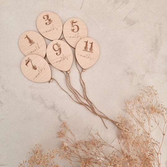 Wooden Balloon Baby Milestone Cards by TillyTree