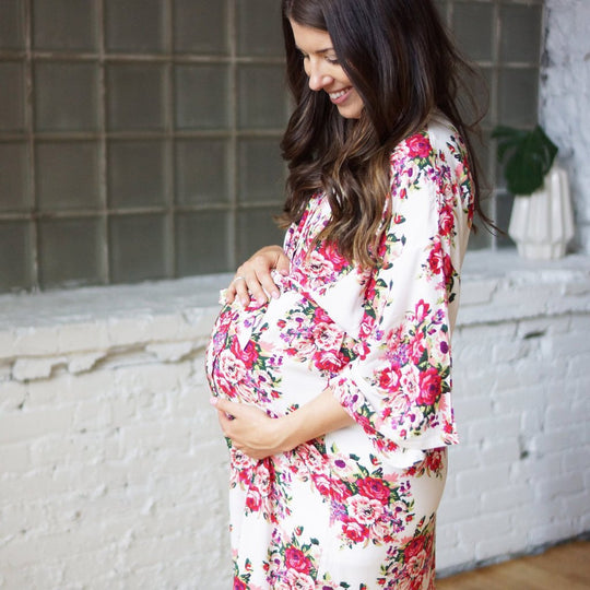 Mama Robe - Mabel Floral Ivory by May and Joy