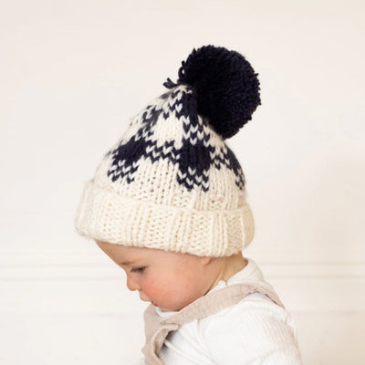 Buffalo Check Hand Knit Hat - Navy by The Blueberry Hill Accessories The Blueberry Hill   