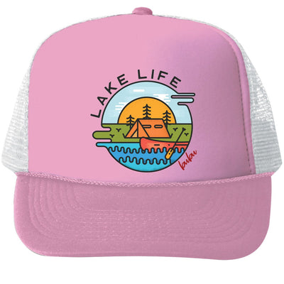 Lake Life Trucker Hat - Light Pink by Bubu Accessories Bubu   