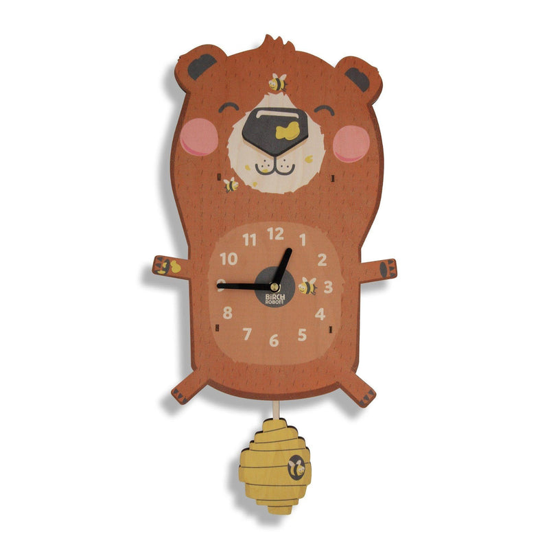 Linus the Bear Single Pendulum Clock by Birch Robot Decor Birch Robot   