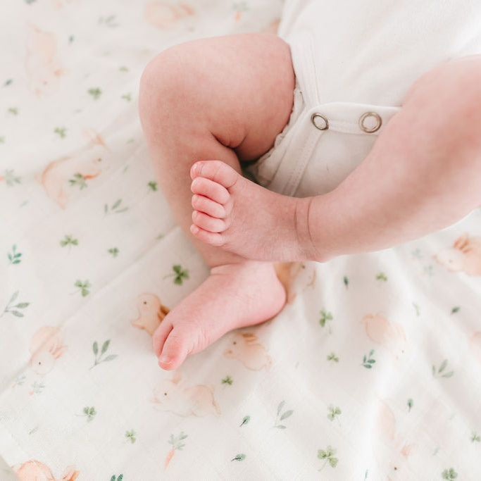 Luxe Muslin Swaddle - Bunny Meadow by Loulou Lollipop Bedding Loulou Lollipop   