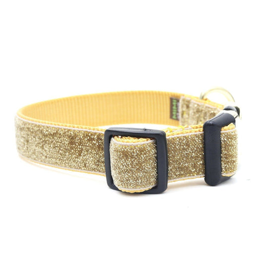 Starlight Glitter Velvet Dog Collar - Gold by Mimi Green