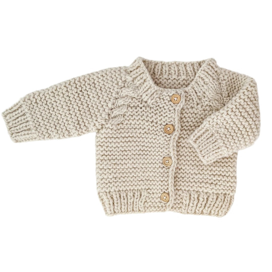 Garter Stitch Cardigan - Natural by Huggalugs