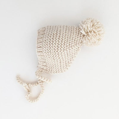Garter Stitch Bonnet - Natural by Huggalugs Accessories Huggalugs   