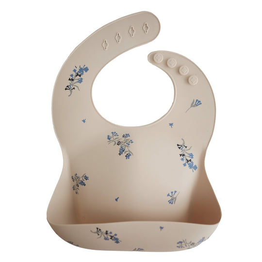 Silicone Baby Bib - Lilac Flowers by Mushie & Co