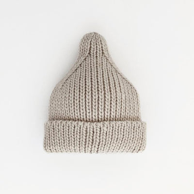 Peak Knit Beanie Hat - Oatmeal by Huggalugs Accessories Huggalugs   