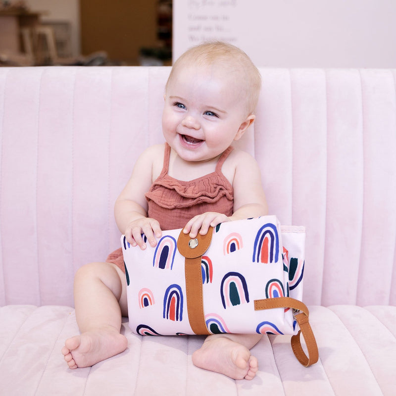 Travel Baby Change Mat - Ochre Rainbows by The Somewhere Co. Bath + Potty The Somewhere Co.   