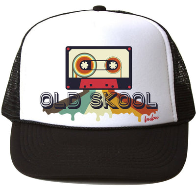 Old Skool Cassette Trucker Hat - White/Black by Bubu