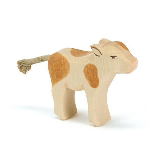 Calf Standing - Brown/White by Ostheimer Wooden Toys
