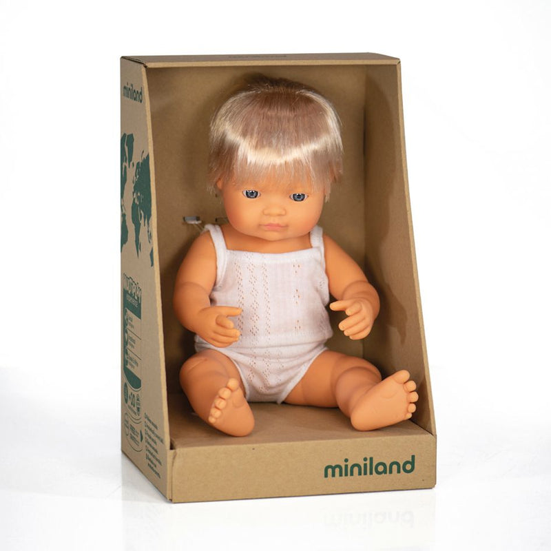 Baby Doll Caucasian Blond Boy 15" by Miniland Toys Miniland   