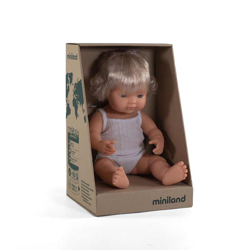 Baby Doll Caucasian Blond Girl 15" by Miniland Toys Miniland   