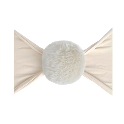Luxe Fur Pom Headband - Oatmeal by Baby Bling Accessories Baby Bling   