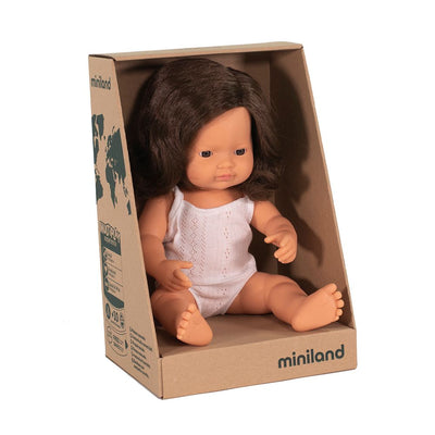 Baby Doll Caucasian Brunette Girl 15" by Miniland Toys Miniland   
