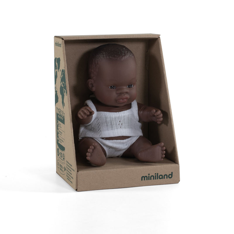 Newborn Baby Doll African Girl 8 1/4" by Miniland Toys Miniland   