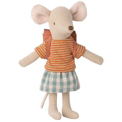 Tricycle Mouse, Big Sister with Bag - Old Rose by Maileg