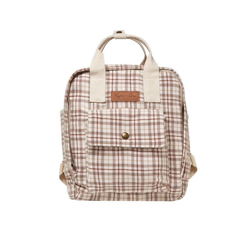 Mini Backpack - Mocha Plaid by Rylee + Cru Accessories Rylee + Cru   